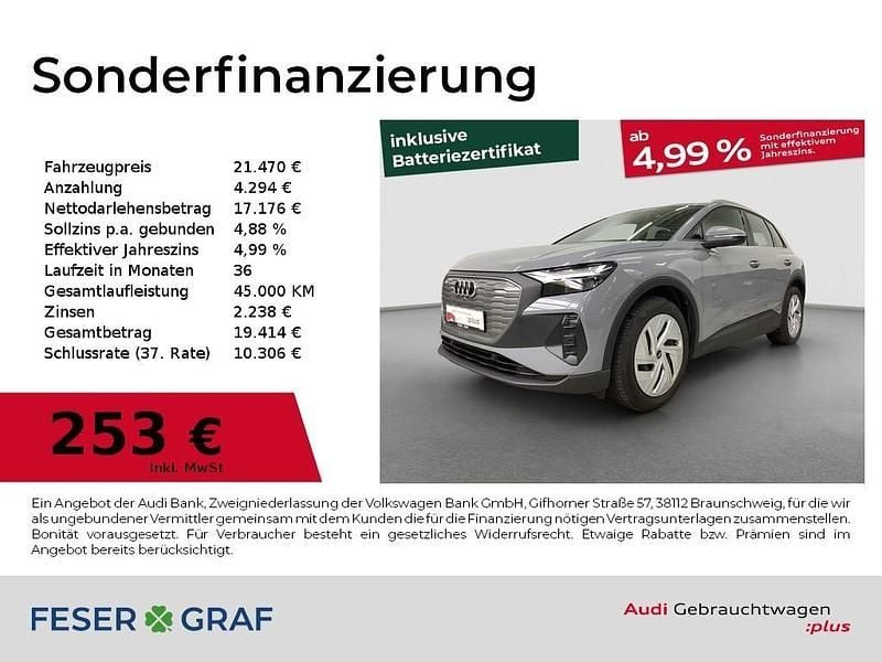 Kieselgrau Gebraucht 2022 Audi Q4 e-tron Basis SUV | 21.470 € (Guter Preis) - Bild 1/4