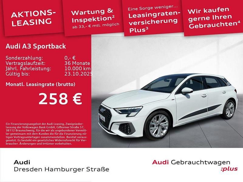 Weiß Gebraucht 2024 Audi A3 Sportback S-Line Limousine | 29.990 € (Superpreis) - Bild 1/3