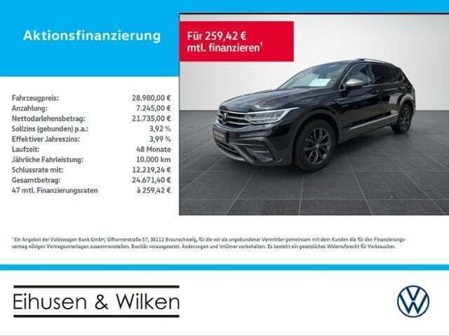 Schwarz Gebraucht 2022 VW Tiguan Allspace Life SUV | 26.890 € (Guter Preis) - Bild 1/4