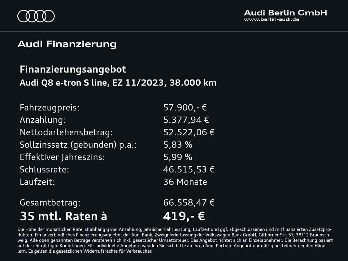 Gebraucht Audi Q8 e-tron S-Line 300 kW (408 PS) 2023 Madeirabraun metallic SUV