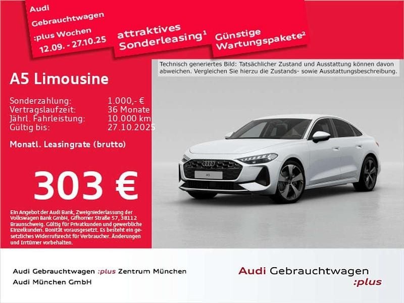 Gletscherweiß metallic Gebraucht 2025 Audi A5 Sport Coupé | 42.225 € (Superpreis) - Bild 1/2