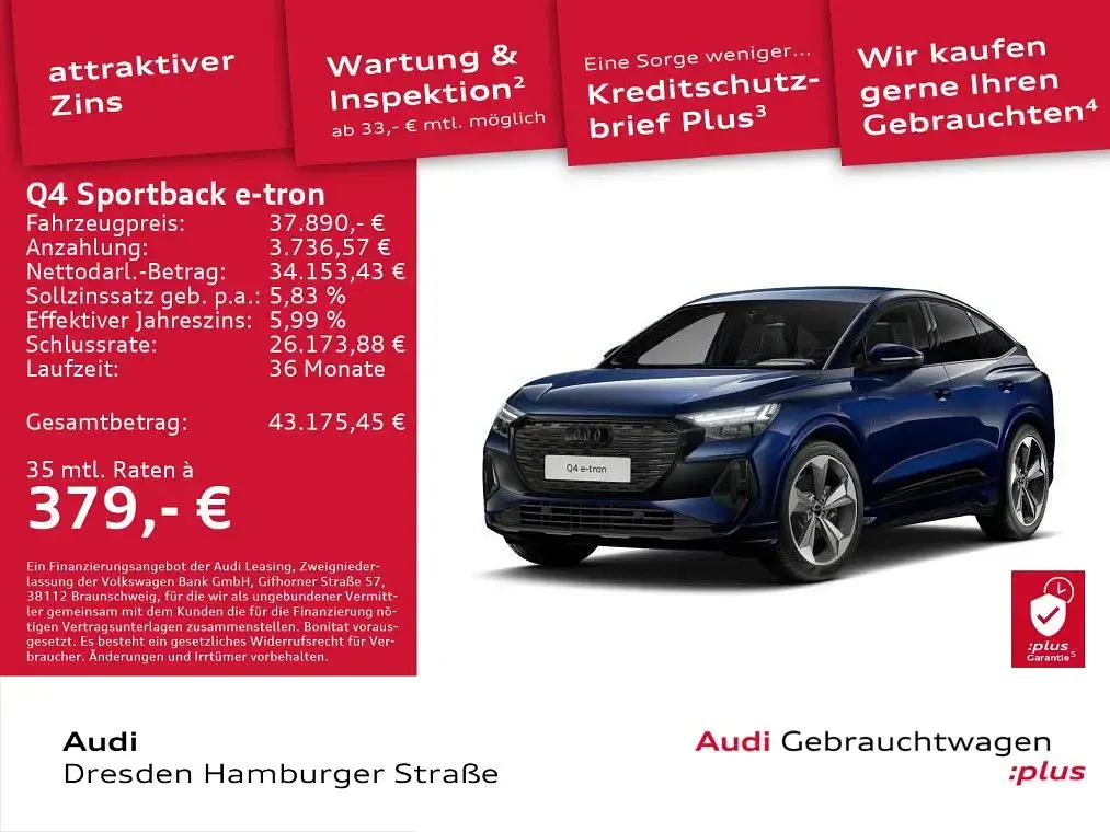 Gebraucht Audi Q4 Sportback e-tron S-Line 150 kW (204 PS) 2023 Navarrablau metallic SUV