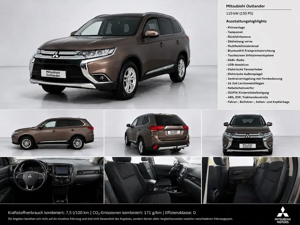 Gebraucht Mitsubishi Outlander 150 PS (110 kW) 2016 Granit braun metallic SUV