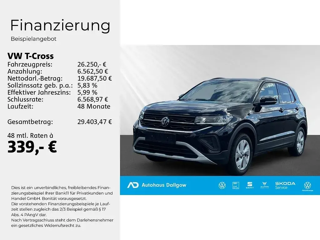 Gebraucht VW T-Cross Goal 116 PS (85 kW) 2024 Deep black perleffekt SUV