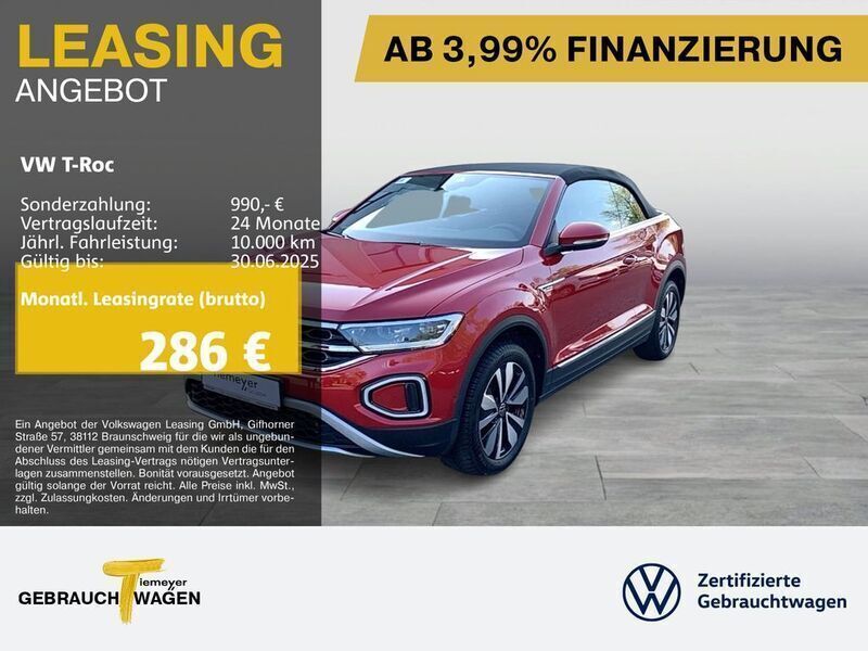 Rot Gebraucht 2023 VW T-Roc Cabriolet Style Cabrio | 27.040 € (Guter Preis) - Bild 1/4