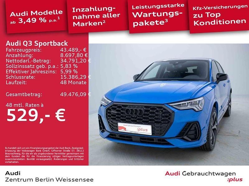 Blau Gebraucht 2023 Audi Q3 Sportback S-Line SUV | 43.489 € (Etwas zu teuer) - Bild 1/4