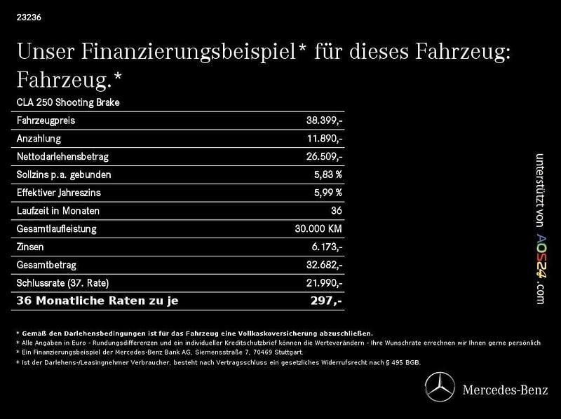 Metalliclack mountaingrau (metallic) Gebraucht 2024 Mercedes CLA250 Shooting Brake AMG Kombi | 38.399 € (Fairer Preis) - Bild 1/1
