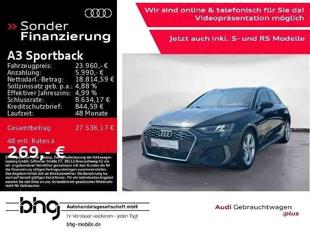 Gebraucht Audi A3 S-Line 150 PS (110 kW) 2021 Mythosschwarz metallic Limousine