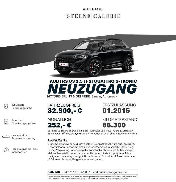 Schwarz Gebraucht 2015 Audi RS Q3 Sport SUV | 32.900 € (Teuer) - Bild 1/1