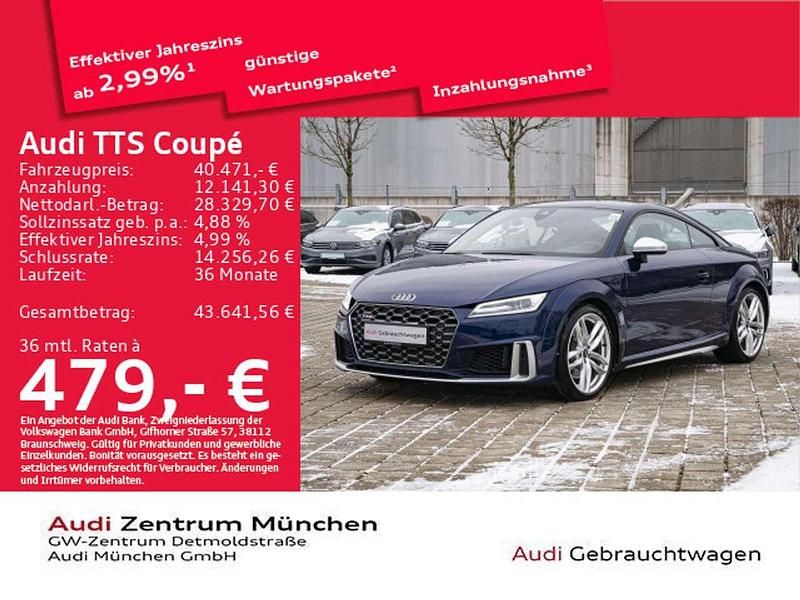 Navarrablau metallic Gebraucht 2021 Audi TTS Sport Coupé | 40.471 € (Etwas zu teuer) - Bild 1/2