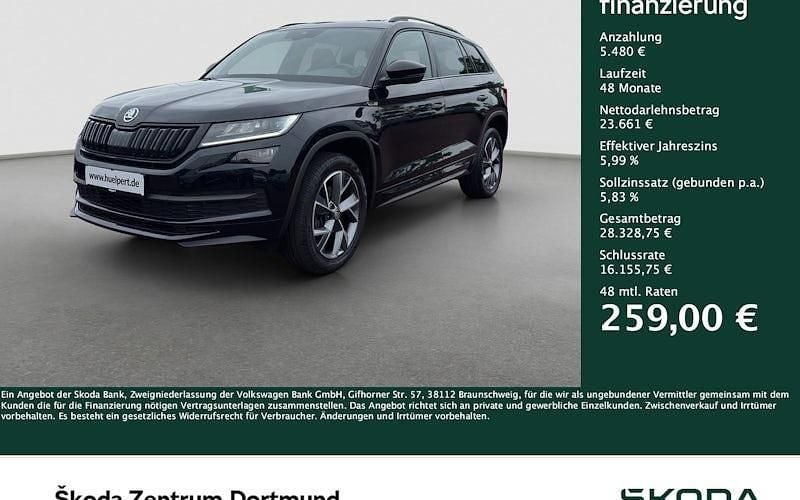 Crystalschwarz metallic Gebraucht 2021 Skoda Kodiaq SportLine SUV | 29.141 € (Guter Preis) - Bild 1/4