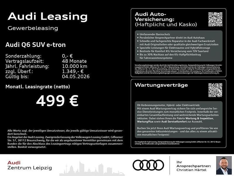 Nowe Audi Q6 e-tron Sport 185 kW (252 KM) 2026 Czarny SUV