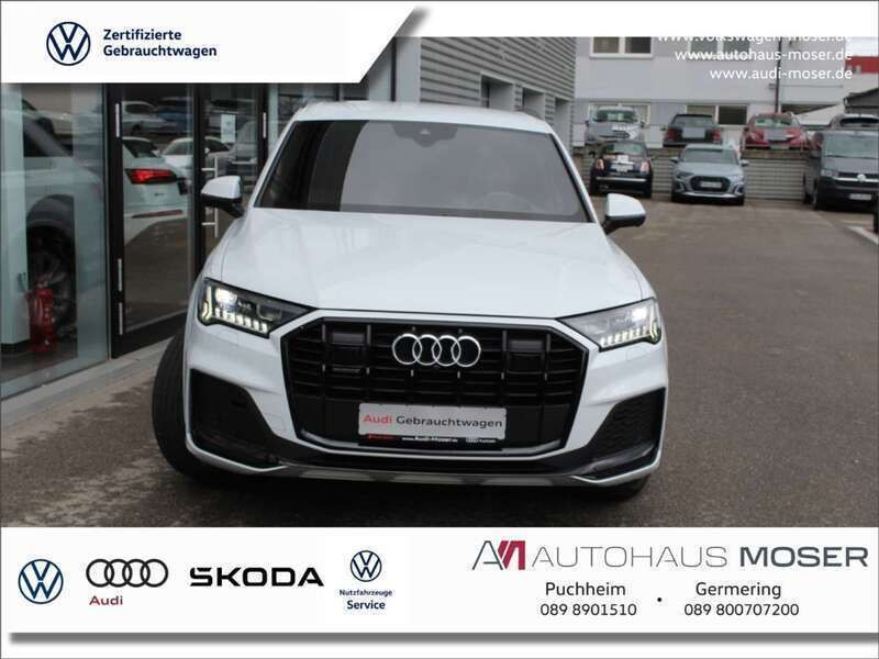 Gletscherweiß metallic Gebraucht 2021 Audi Q7 S-Line SUV | 57.840 € (Superpreis) - Bild 1/4