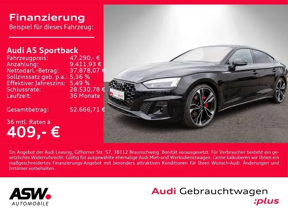 Gebraucht Audi A5 Sportback S-Line 204 PS (150 kW) 2025 Schwarz Kleinwagen