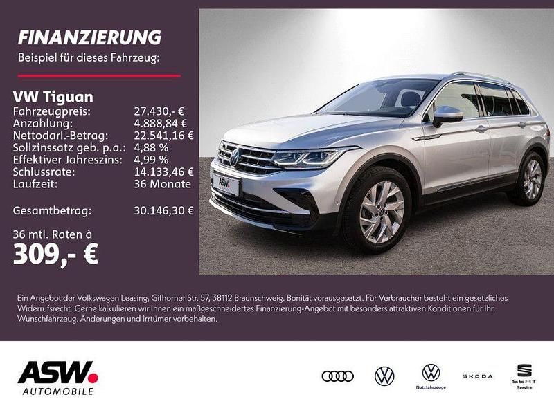 Reflexsilber metallic Gebraucht 2021 VW Tiguan Elegance SUV | 27.430 € (Fairer Preis) - Bild 1/4