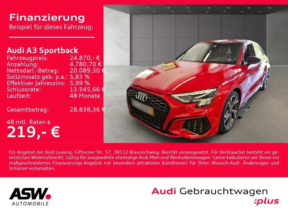 Gebraucht Audi A3 S-Line 190 PS (139 kW) 2023 Rot Limousine