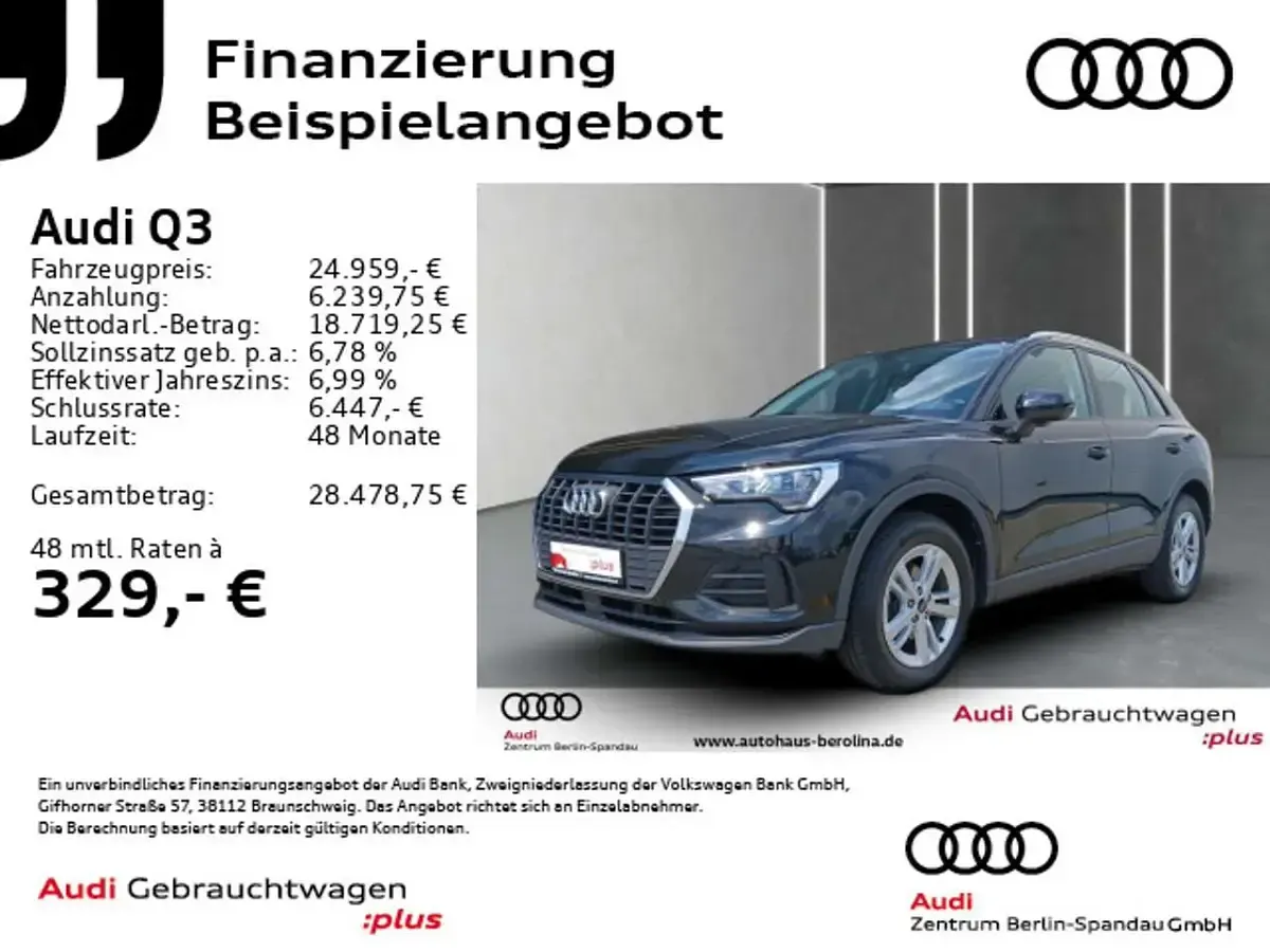 Gebraucht Audi Q3 150 PS (110 kW) 2022 Mythosschwarz metallic SUV