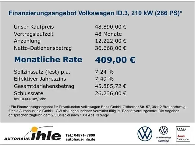 Gebraucht VW ID.3 GTX 210 kW (286 PS) 2024 Weiss Kleinwagen