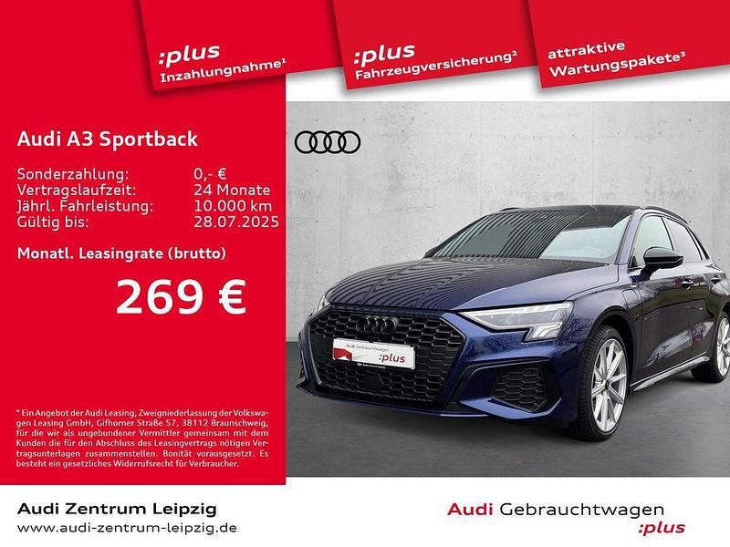Navarrablau metallic Gebraucht 2024 Audi A3 Sportback e-tron S-Line Kleinwagen | 39.930 € - Bild 1/3