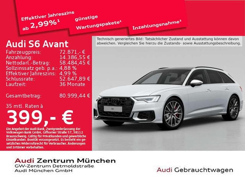 Gletscherweiß metallic Gebraucht 2024 Audi S6 Ambiente Kombi | 72.871 € (Fairer Preis) - Bild 1/2