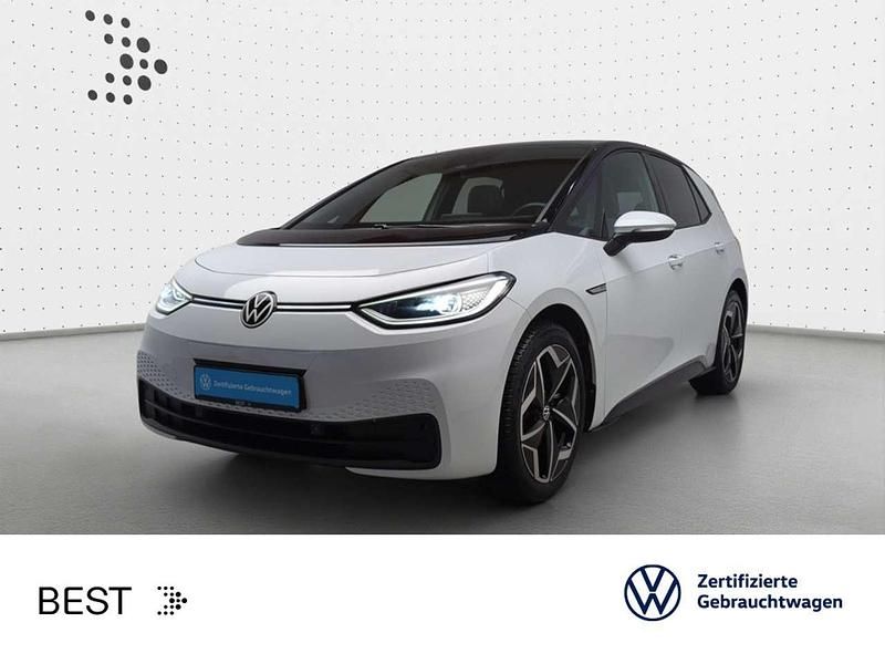 Gletscherweiß metallic/schwarz Gebraucht 2021 VW ID.3 Pro Performance Kleinwagen | 21.999 € (Fairer Preis) - Bild 1/3