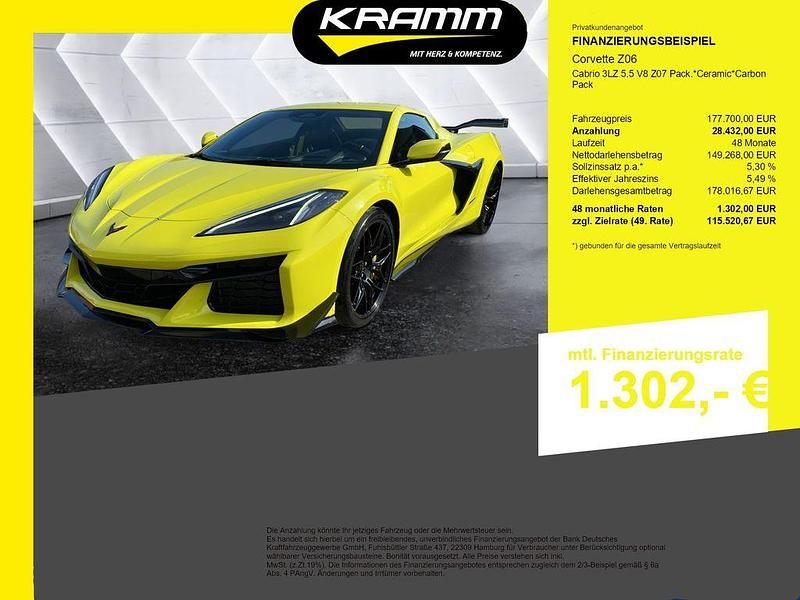 Neu Corvette Z06 646 PS (475 kW) 2025 Gelb Cabrio