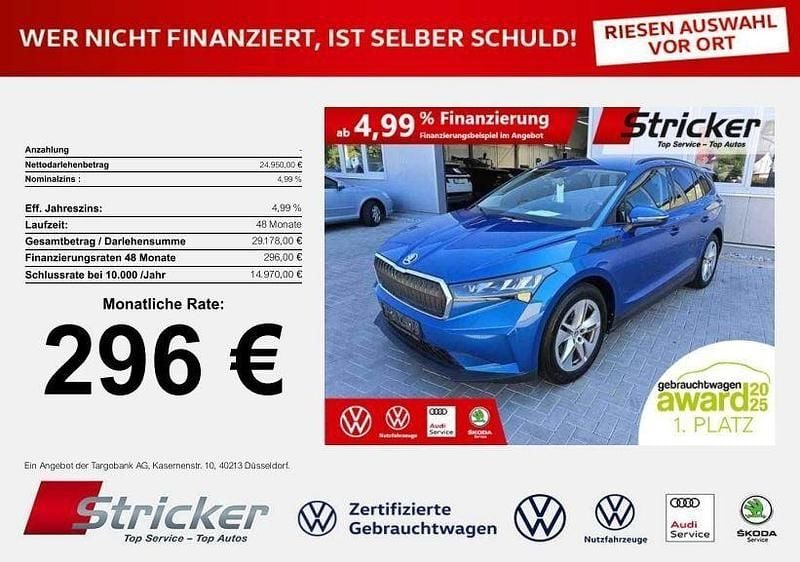 Raceblau metallic Gebraucht 2021 Skoda Enyaq iV Loft SUV | 24.949 € (Guter Preis) - Bild 1/3