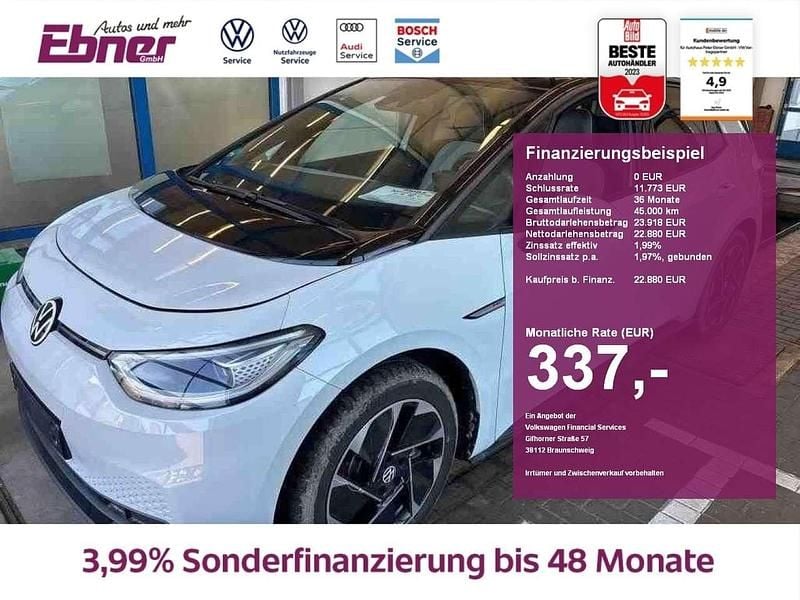 Gebraucht VW ID.3 Design 150 kW (204 PS) 2022 Gletscherweiß metallic/schwarz Kleinwagen