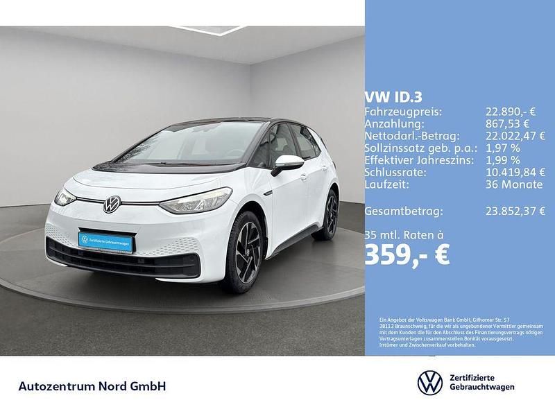 Gebraucht VW ID.3 Pro Performance 150 kW (204 PS) 2022 Gletscherweiß metallic schwarz Kleinwagen
