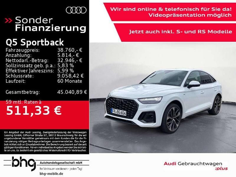 Gletscherweiß metallic Gebraucht 2022 Audi Q5 S-Line SUV | 38.760 € (Teuer) - Bild 1/4