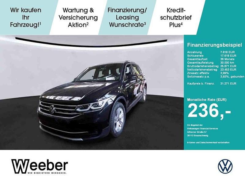 Deep black perleffekt (metallic) Gebraucht 2021 VW Tiguan Elegance SUV | 31.270 € (Fairer Preis) - Bild 1/4