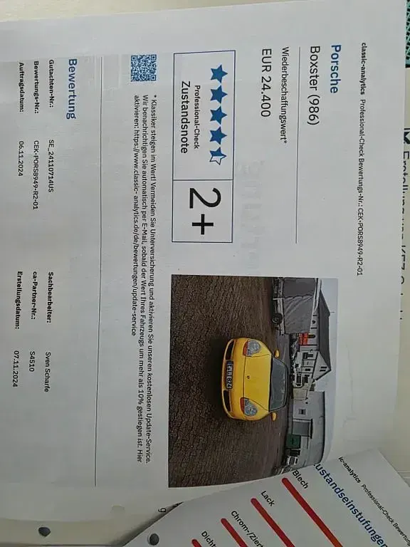 Gebraucht Porsche 986 Boxster 204 PS (150 kW) 1997 Gelb Cabrio