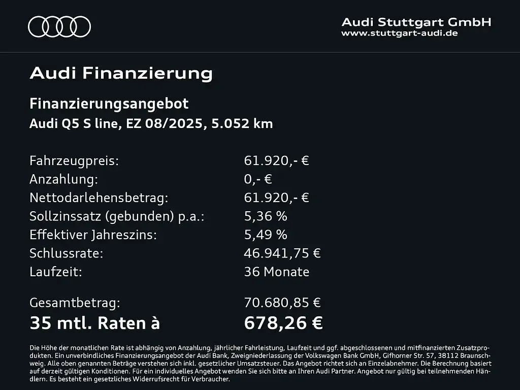 Gebraucht Audi Q5 Ambiente 204 PS (150 kW) 2025 Distriktgrün metallic SUV