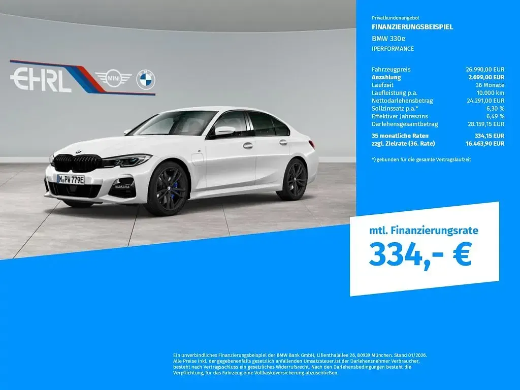 Używany BMW 330e iPerformance 252 KM (185 kW) 2020 Biały Sedan/Limuzyna