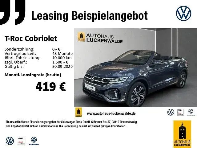 Neu VW T-Roc Cabriolet IQ Drive 150 PS (110 kW) 2025 Grau Cabrio