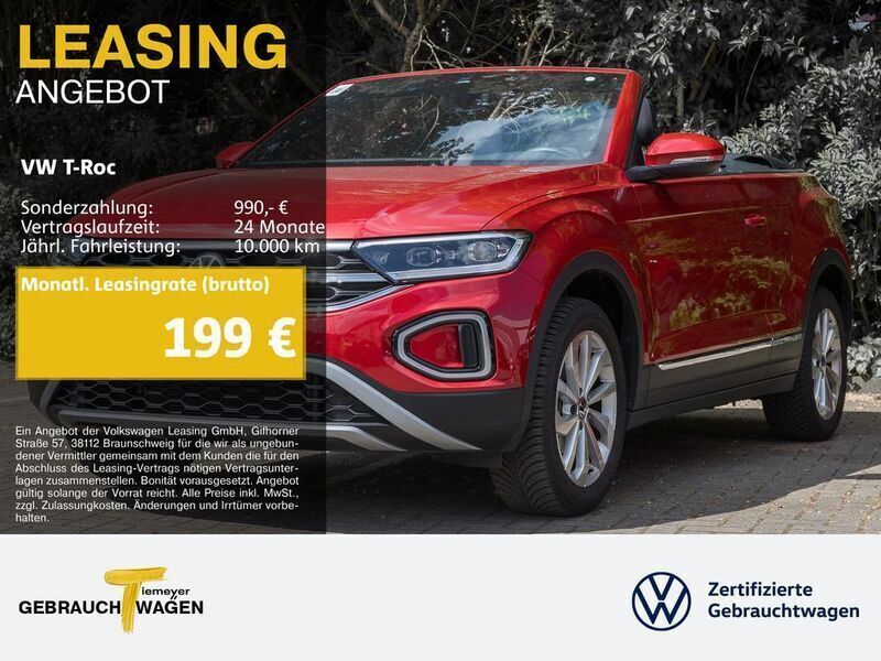 Rot Gebraucht 2024 VW T-Roc Cabriolet Style Cabrio | 24.990 € (Superpreis) - Bild 1/4