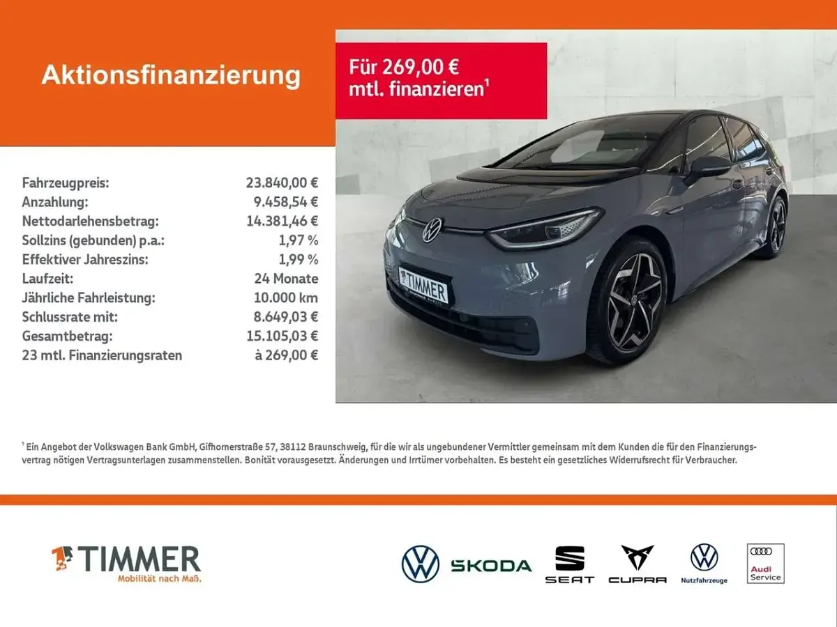 Gebraucht VW ID.3 Pro 106 kW (145 PS) 2022 Mondsteingrau Kleinwagen