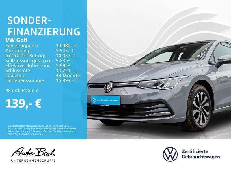 Grau (mondsteingrau) Gebraucht 2022 VW Golf VIII Active Limousine | 19.980 € (Fairer Preis) - Bild 1/4