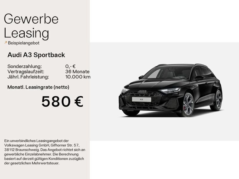 Schwarz Neu 2025 Audi A3 Sportback e-tron S-Line Limousine | 53.480 € (Teuer) - Bild 1/4