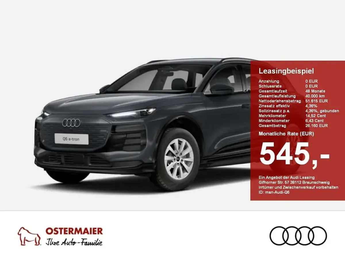 Nouă Audi Q6 e-tron Ambiente 185 kW (252 CP) 2026 Gri SUV