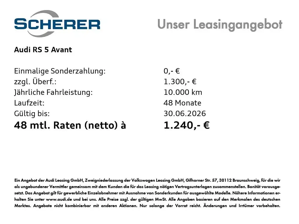 Neu Audi RS5 Sport 639 PS (469 kW) 2026 Grau Kombi