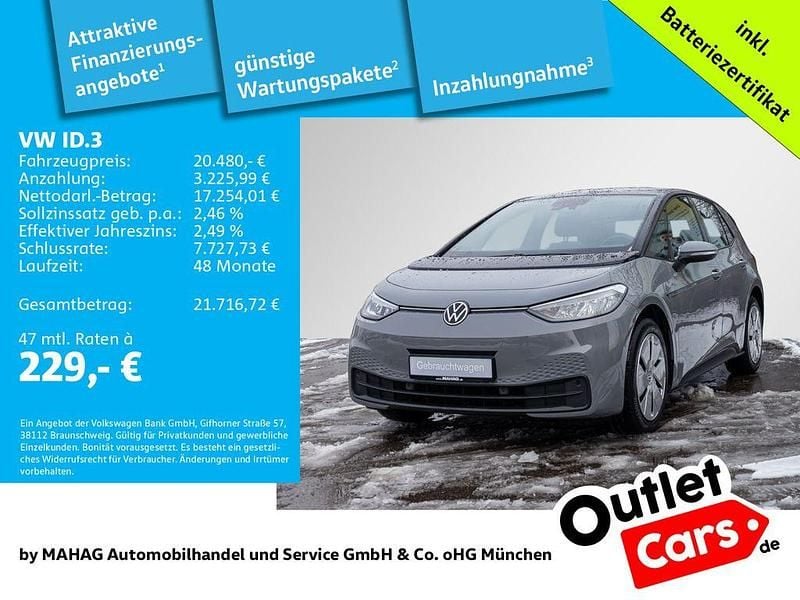 Grau Gebraucht 2022 VW ID.3 Pro Performance Kleinwagen | 20.480 € (Fairer Preis) - Bild 1/2