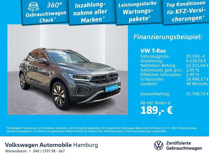 Indiumgrau metallic (metallic) Gebraucht 2024 VW T-Roc Move SUV | 29.350 € (Fairer Preis) - Bild 1/3