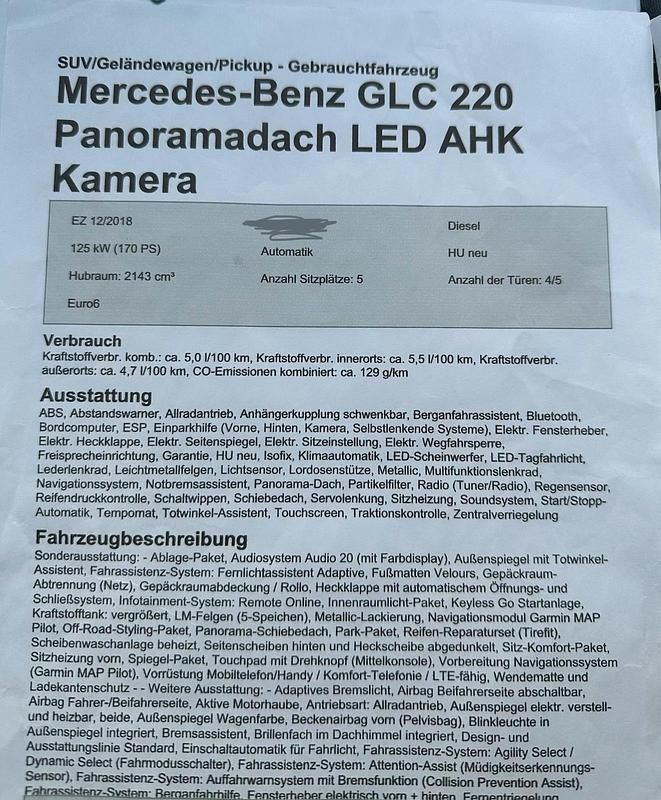 Gebraucht Mercedes GLC220 170 PS (125 kW) 2018 Schwarz SUV