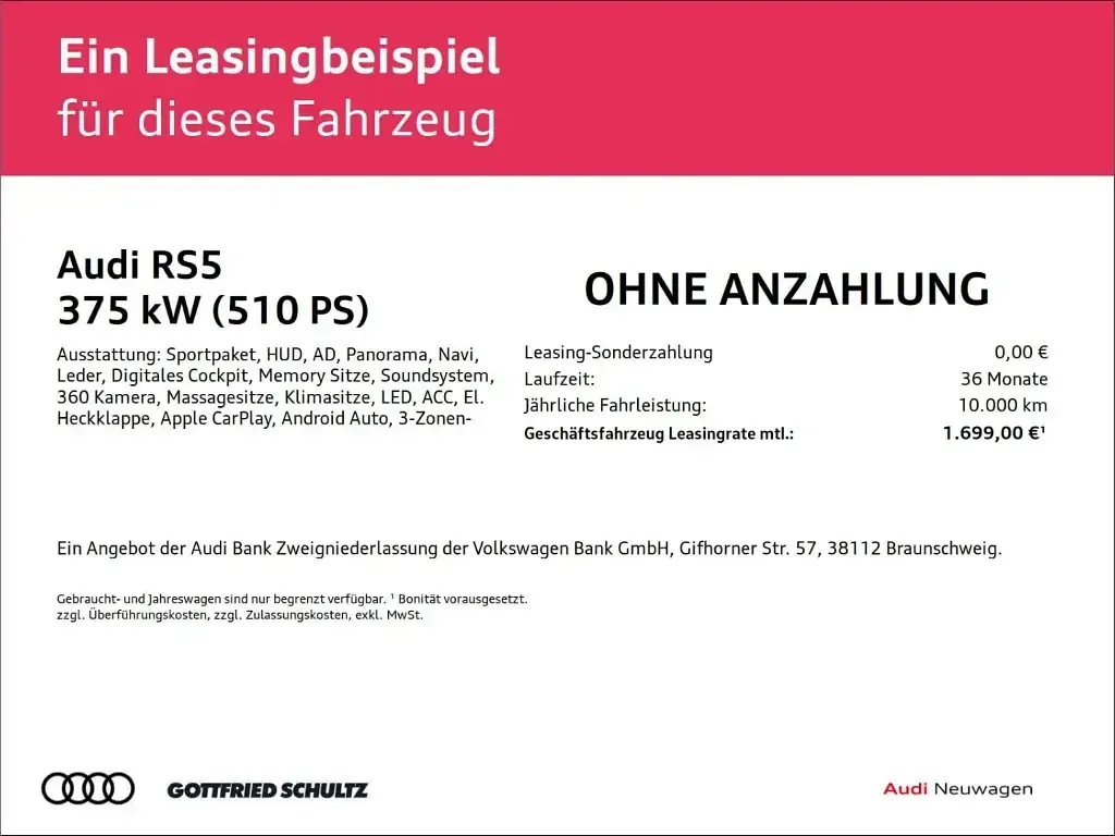 Neu Audi RS5 Sport 510 PS (375 kW) 2026 Rot Kombi