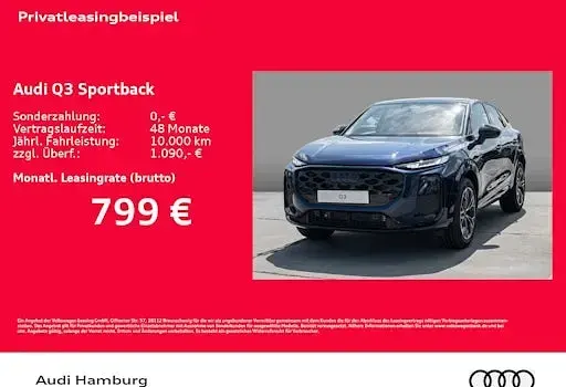 Neu Audi Q3 Sportback Ambiente 272 PS (200 kW) 2026 Blau SUV