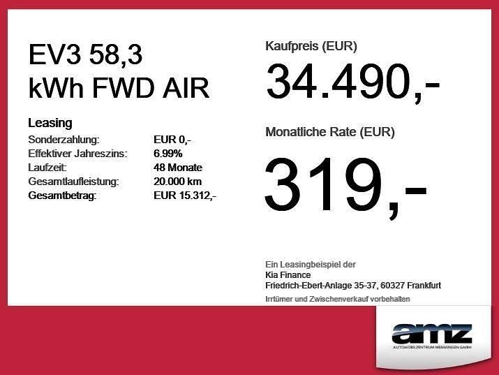 Neu Kia EV3 Air 150 kW (204 PS) 2025 Schneeweiß SUV