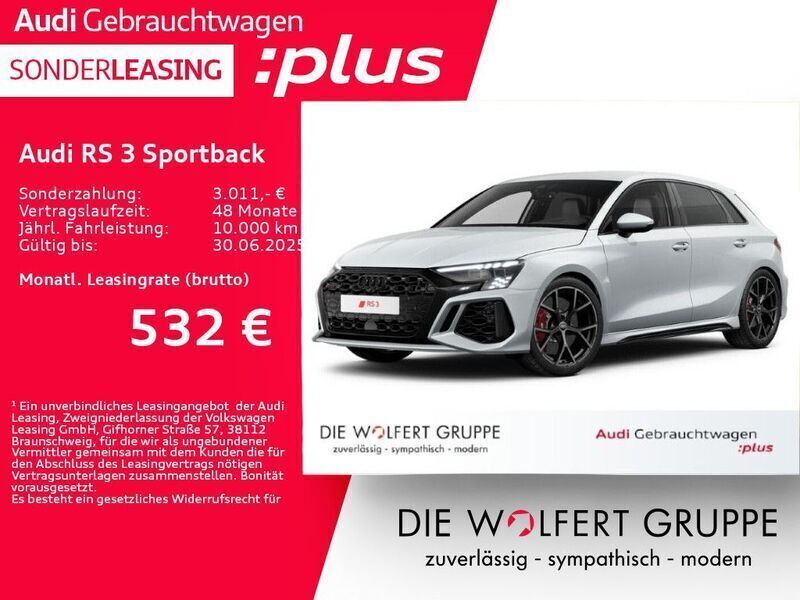 Gletscherweiß metallic Gebraucht 2024 Audi RS3 Sportback Ambiente Kleinwagen | 59.970 € (Etwas zu teuer) - Bild 1/4