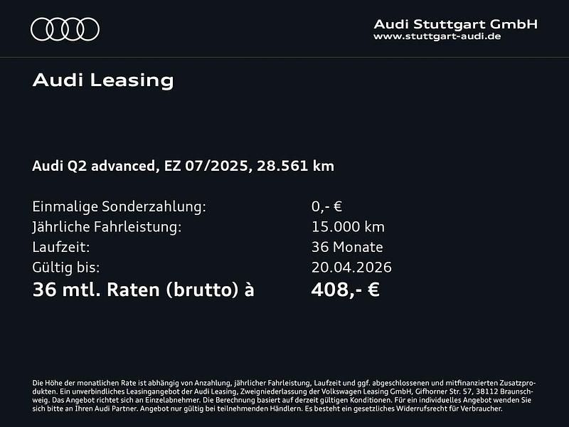 Gebraucht Audi Q2 Advanced Plus 190 PS (139 kW) 2025 2d navarrablau metallic SUV