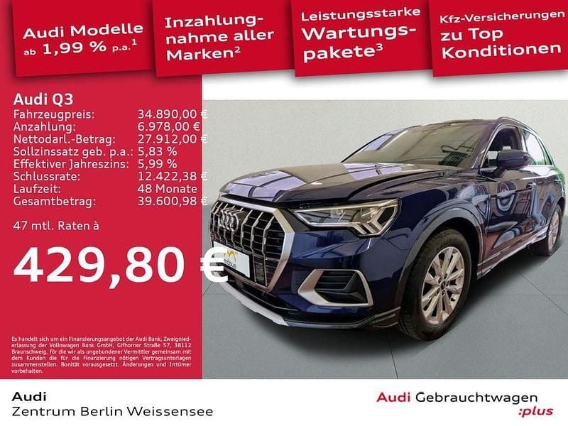 Navarrablau metallic Gebraucht 2022 Audi Q3 Advanced SUV | 34.890 € (Fairer Preis) - Bild 1/4